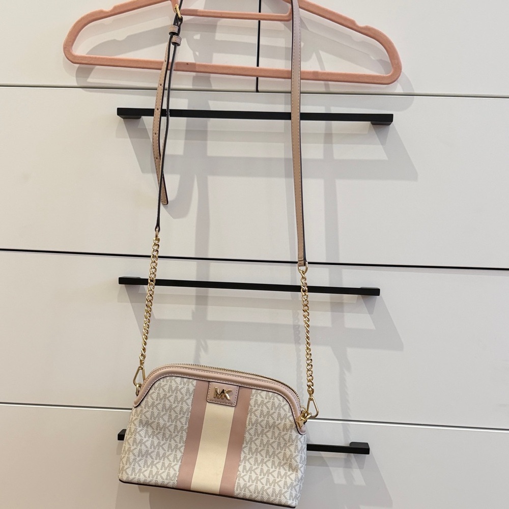 Michael Kors Pink and Cream Signature Crossbody Bag